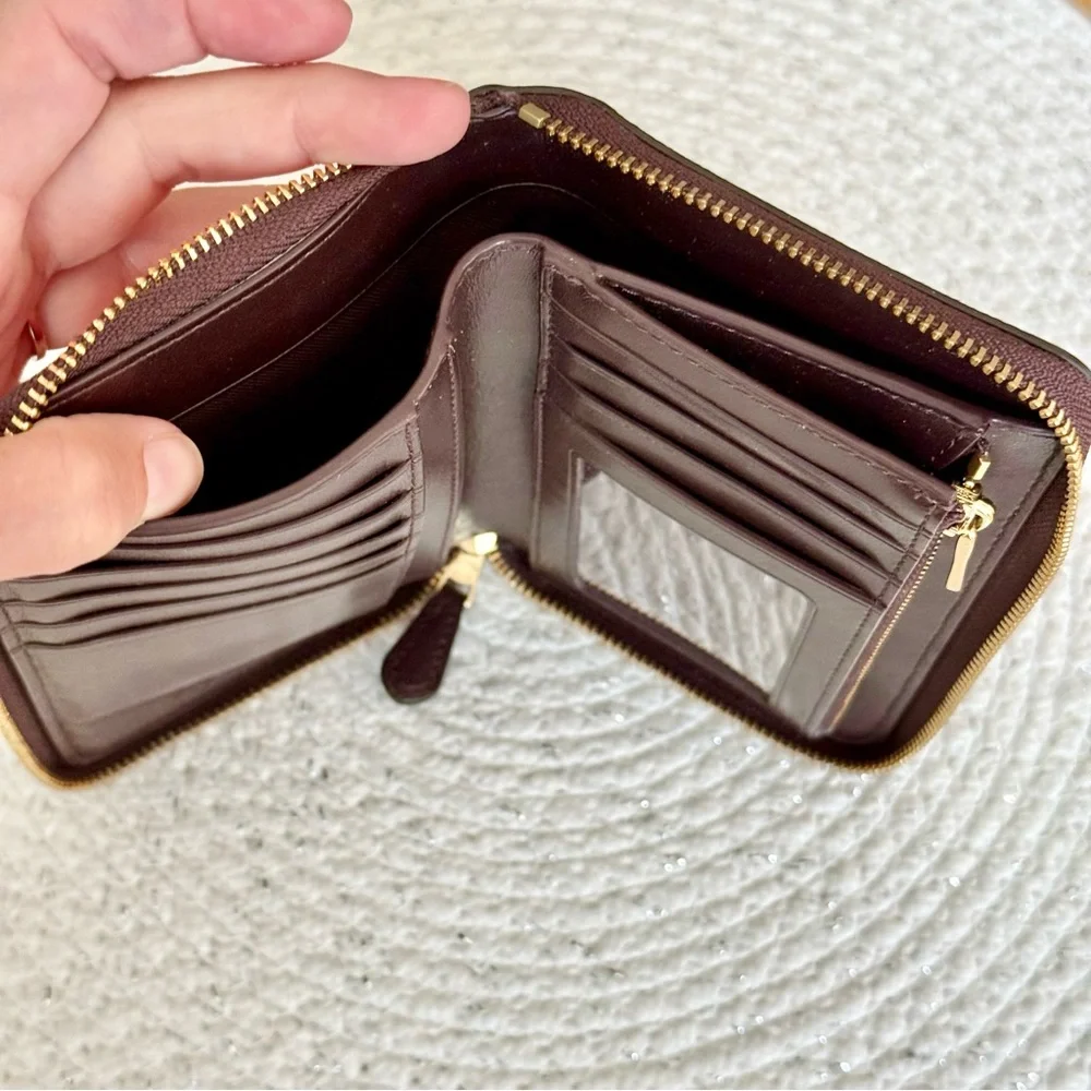 Coach Red and Pink Heart Zip Around Wallet Great Condition!